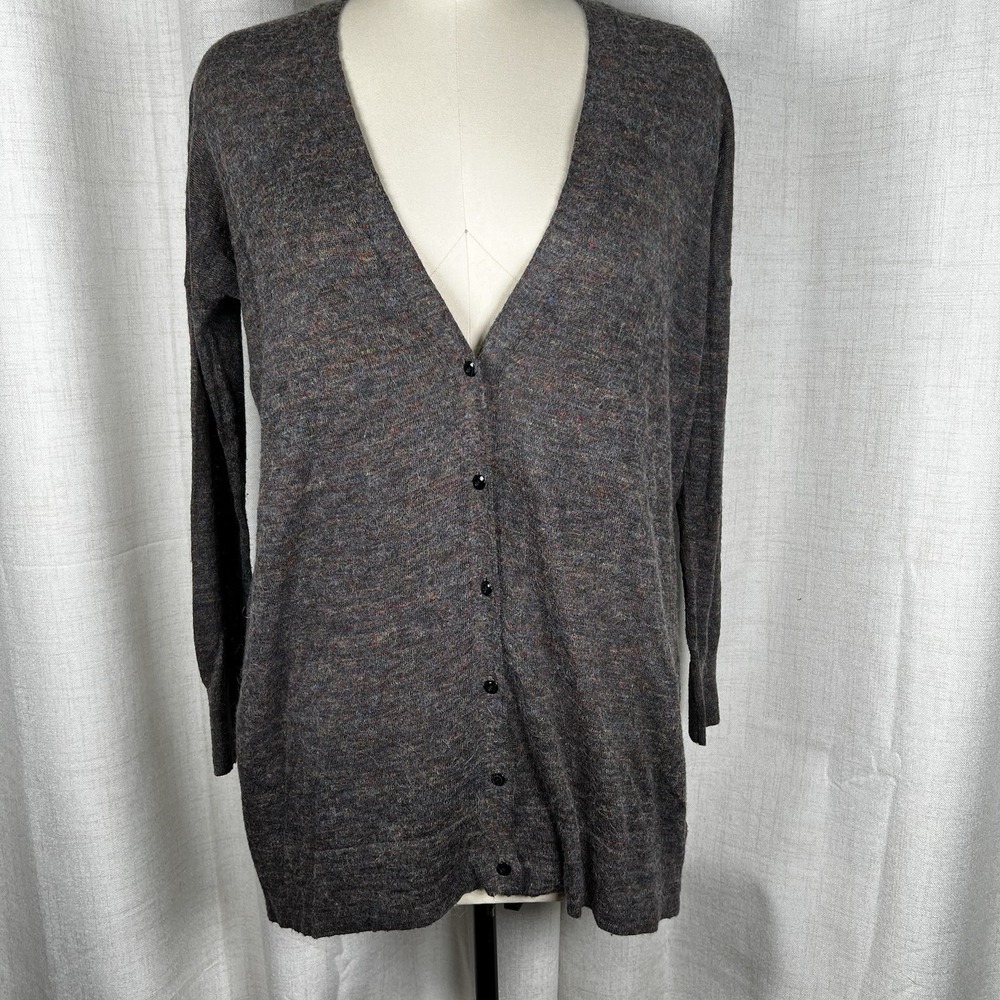 G STAR Raw Women's XS Grey Catch Cardigan Knit Sweater Linen Wool Alpaca